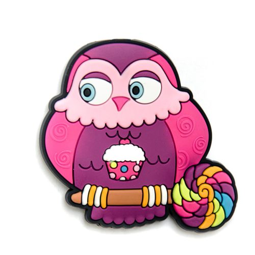 Hűtőmágnes bagoly pink muffin