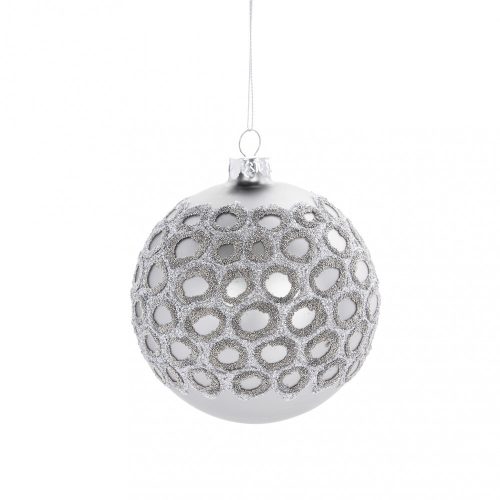 Üveg dísz Silver dots 10cm