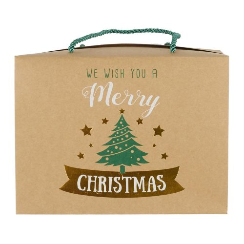 Ajándékdoboz Christmas füllel 27*13*20cm natúr