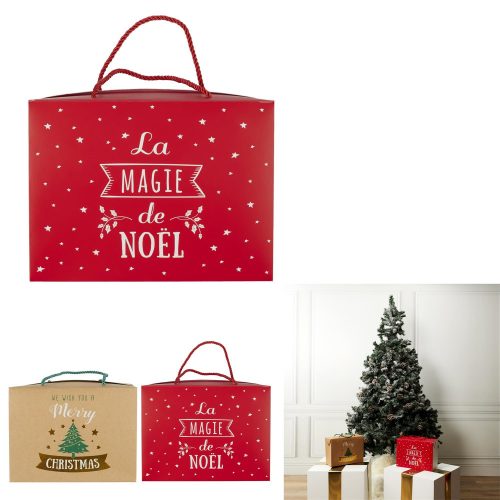Ajándékdoboz Christmas füllel 27*13*20cm piros