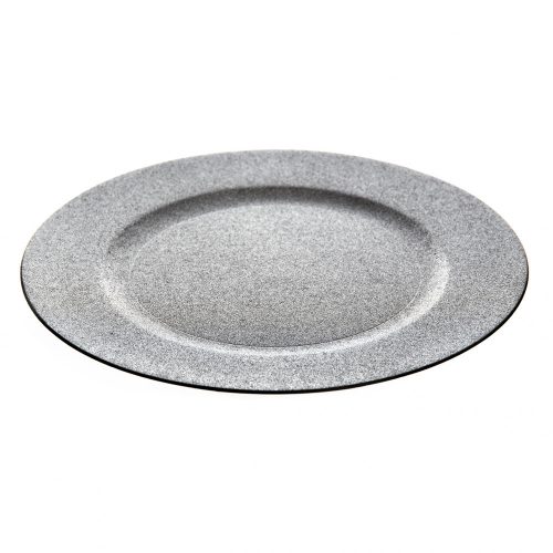 Dísztányér glitter silver