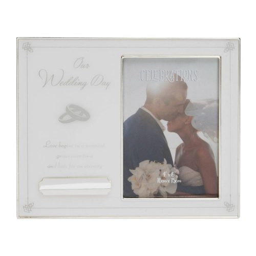Gravírozható képkeret Wedding day 10*15cm