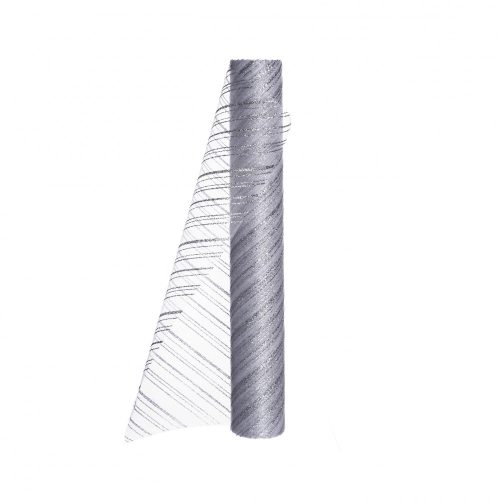 Dekorációs textil Lines fehér-ezüst 28cm*5m