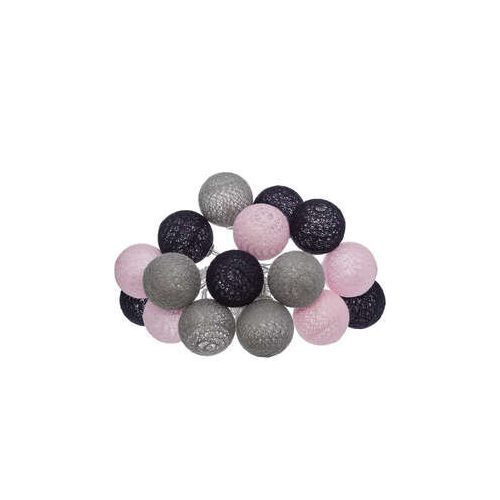 Dekorációs fénysor 16db 3,5cm-es labdával szürke-rózsaszín