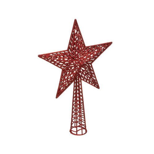 Glitter csúcsdísz Star piros 38cm