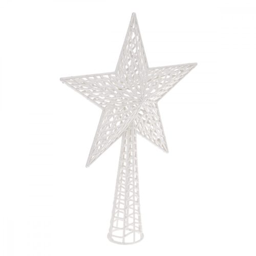 Glitter csúcsdísz Star fehér 38cm