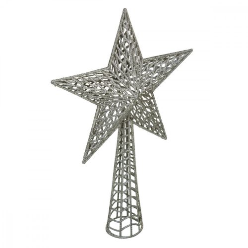 Glitter csúcsdísz Star ezüst 38cm