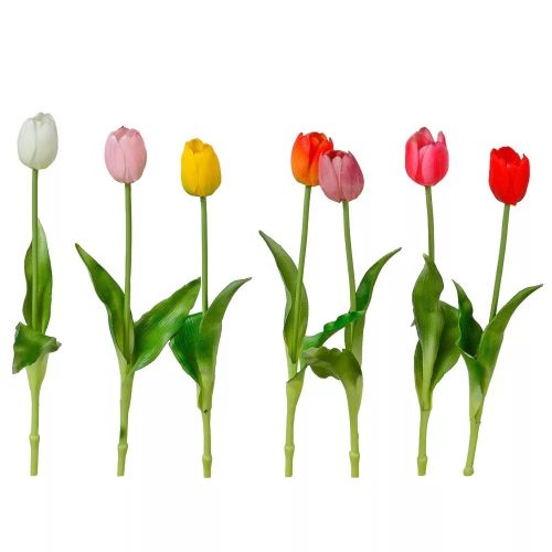 Élethű tapintású tulipán szál 40cm - vegyes színekben