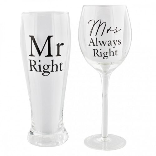 Pohár ajándékszett Mr & Mrs right